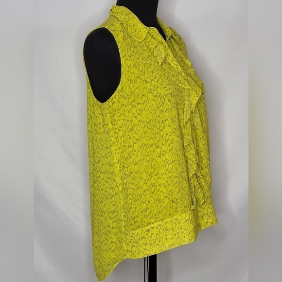 CAbi Reign Chartreuse Ruffle Sleeveless Pop-Over Button Front Blouse #3071 - S - Picture 4 of 10